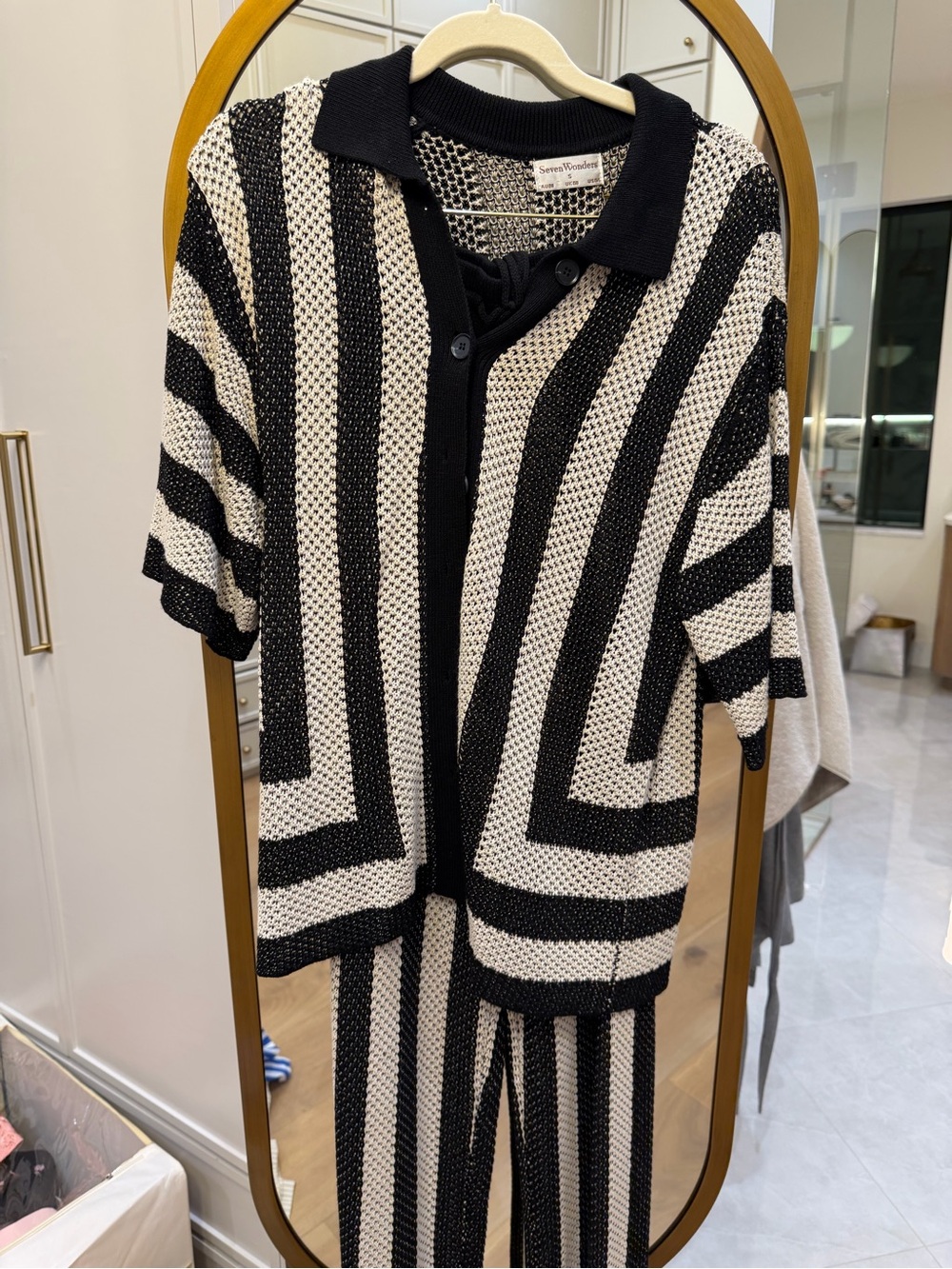 Seven Wonders Striped Knit Cardigan in Black & Cream